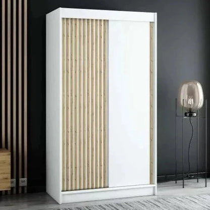 Gloucester 120cm Sliding Door Wardrobe Strips Design - White, Black, Artisan Oak