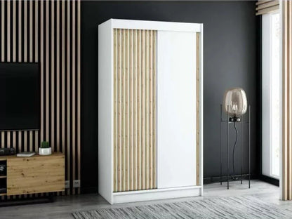 Gloucester 120cm Sliding Door Wardrobe Strips Design - White, Black, Artisan Oak