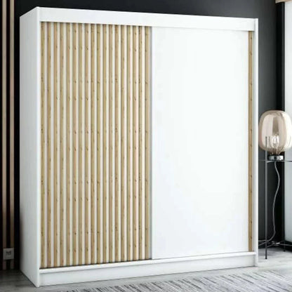 Gloucester 200cm Sliding Door Wardrobe Strips Design - White, Black, Artisan Oak