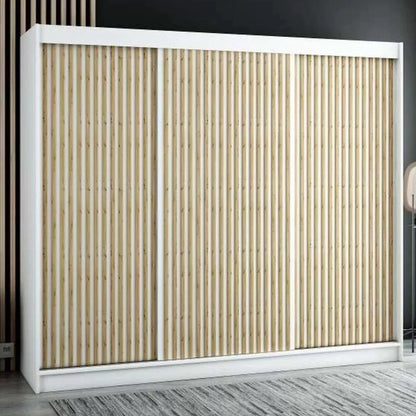 Gloucester I 250 Sliding Door Wardrobe Strips Design - White, Artisan Oak, Black