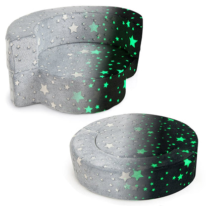 Convertible Glow-in-the-Dark Kids Sofa with Removable Washable Cover-Grey