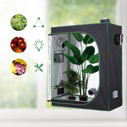 Outsunny Grow Tent odblaskowy Mylar Hydroponiczny z regulowanymi otworami wentylacyjnymi i tacką podłogową do uprawy roślin w pomieszczeniach, 120 x 60 x 150 cm (47" x 23,5" szer. x 59")