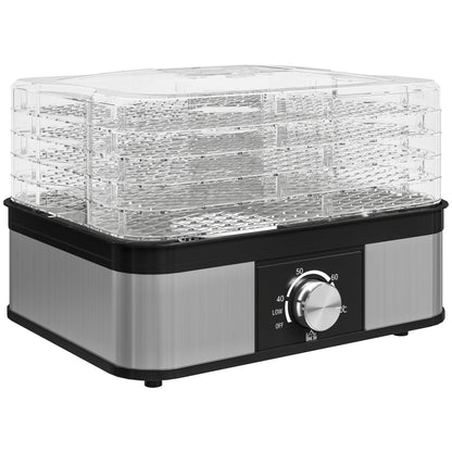 HOMCOM 5 Tier Food Dehydrator, 245W Stainless Steel Food Dryer Machine with Adjustable Temperature for Drying Fruit, Meat, Vegetable, Jerky and Pet Treat, Black