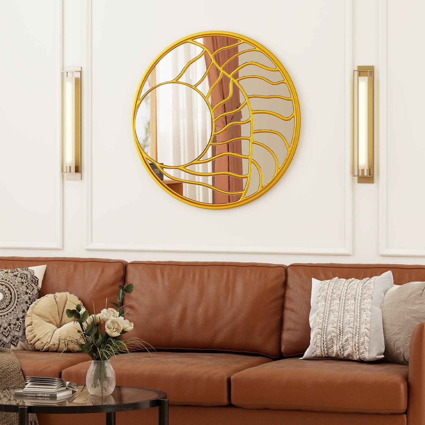 Gold Wall Mirror with Irregular Frame for Living Room Entryway-Golden