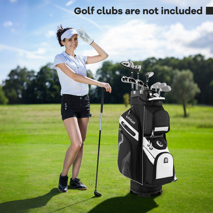 Golf Cart Bag Molded Lock Top Golf Bag with 14-Way Full Length Dividers-Black