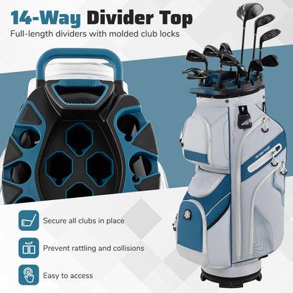 Golf Cart Bag Molded Lock Top Golf Bag with 14-Way Full Length Dividers-Navy