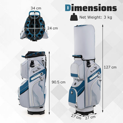 Golf Cart Bag Molded Lock Top Golf Bag with 14-Way Full Length Dividers-Navy