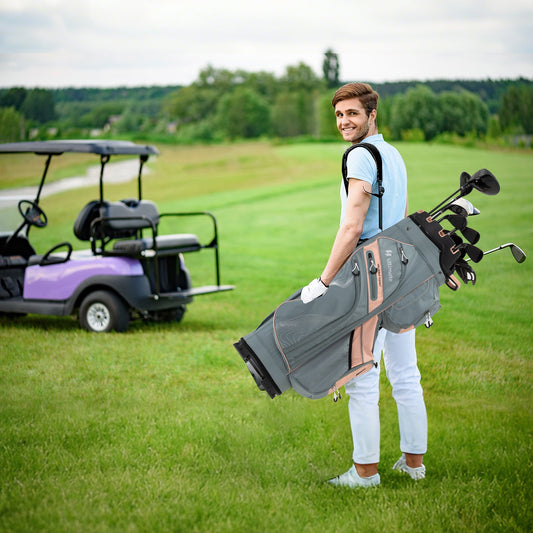 Golf Cart Bag Molded Lock Top Golf Bag with 14-Way Full Length Dividers-Pink