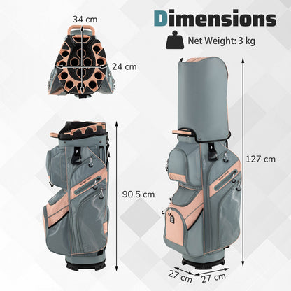 Golf Cart Bag Molded Lock Top Golf Bag with 14-Way Full Length Dividers-Pink