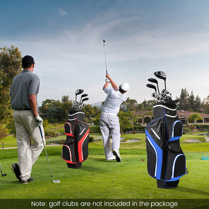 14-Way Golf Cart Bag with 9 Zippered Pockets and Cooler Bag-Blue