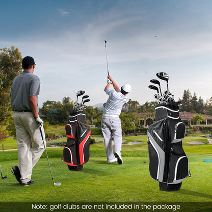 14-Way Golf Cart Bag with 9 Zippered Pockets and Cooler Bag-Grey