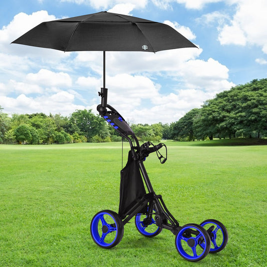 Golf Push Pull Cart with Waterproof Bag and Foot Brake-Blue