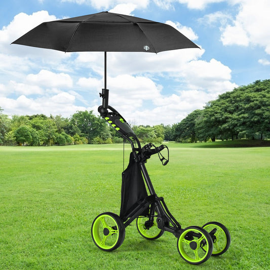 Golf Push Pull Cart with Waterproof Bag and Foot Brake-Green