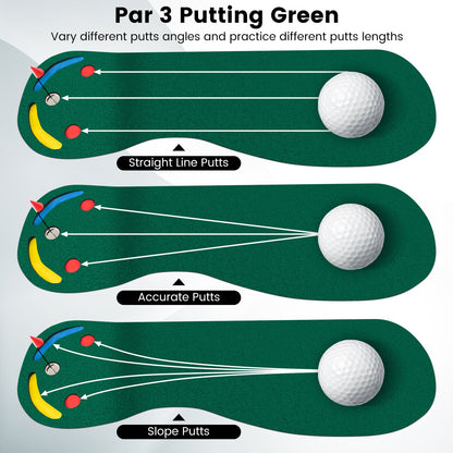 Golf Putting Green Set with 3 Putting Cups 1 Flag and Golf Hole Covers