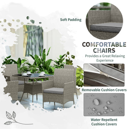 Outsunny Five-Pieces Rattan Dining Set - Light Grey