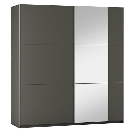 Graphite Mirrored Sliding Door Wardrobe 151cm – FINLEY