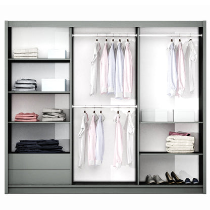 Graphite Mirrored Sliding Door Wardrobe 250cm – FINLEY