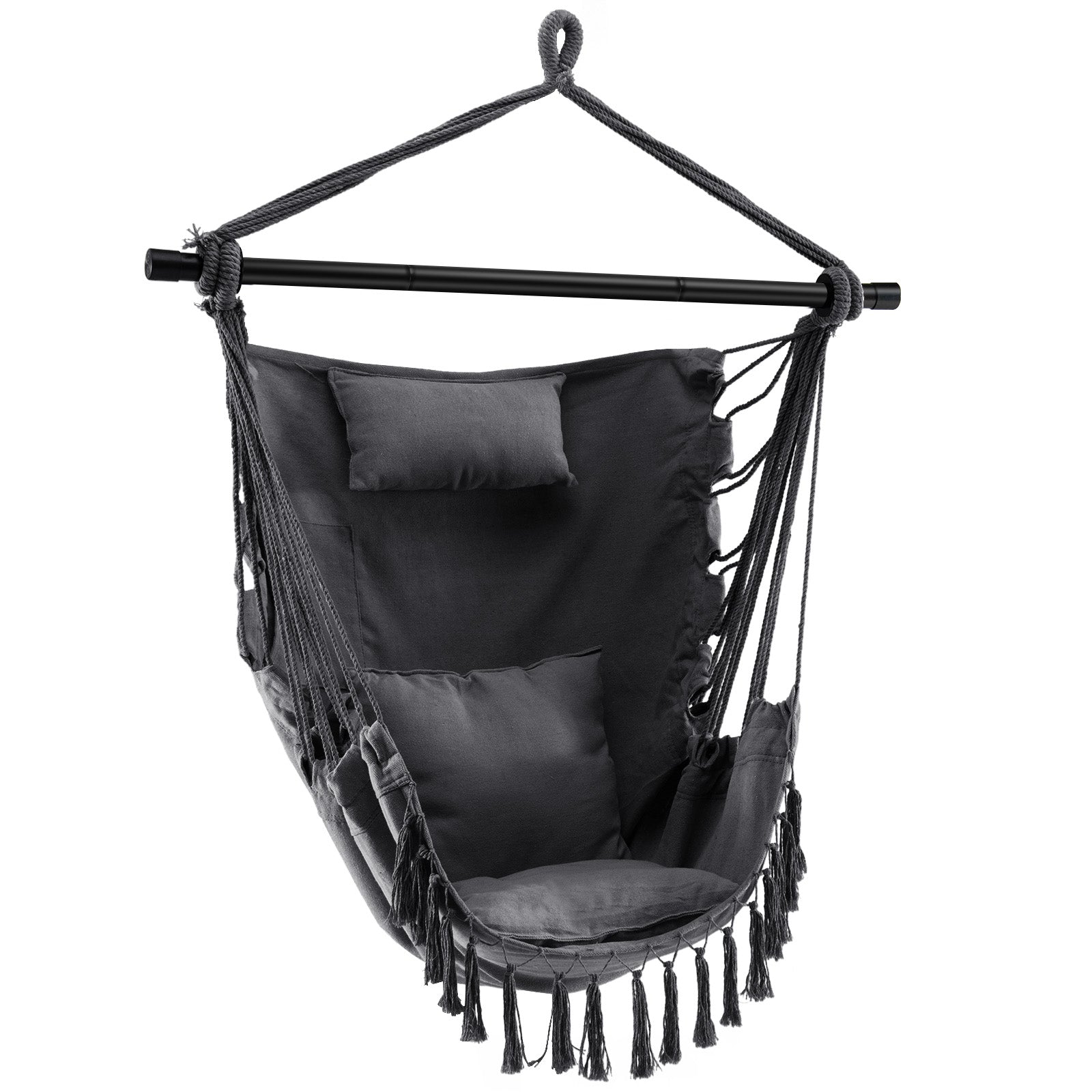 Hammock Chair with Soft Pillow &amp; Cushions for Home &amp; Backyard-Grey