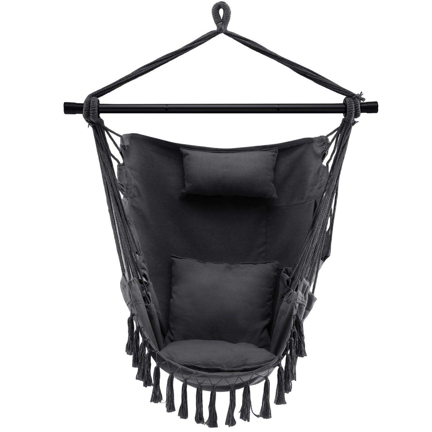 Hammock Chair with Soft Pillow &amp; Cushions for Home &amp; Backyard-Grey