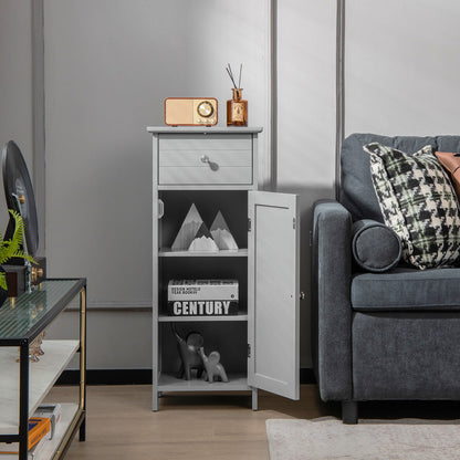 3-Tier Free-Standing Bathroom Cabinet with Drawer-Grey