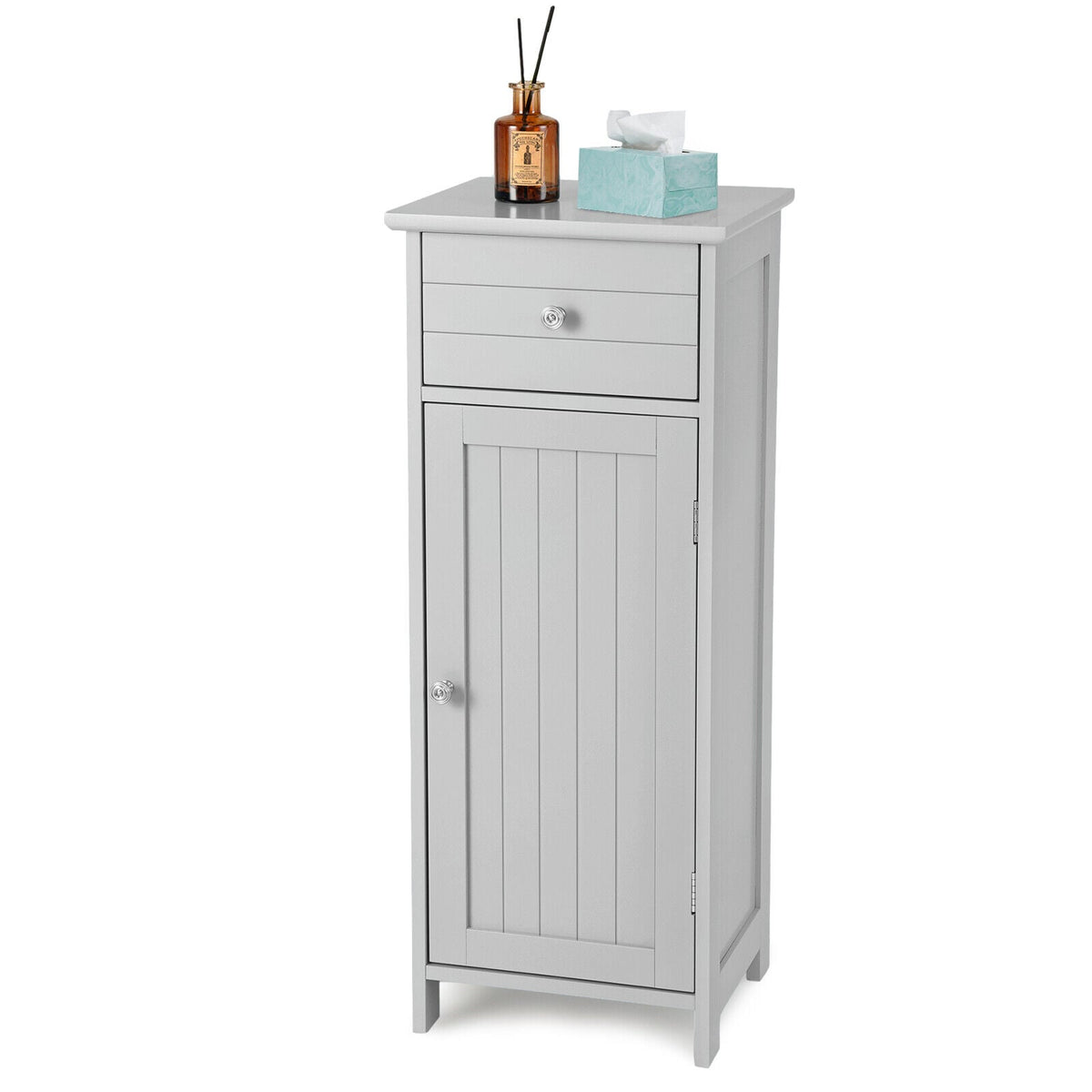 3-Tier Free-Standing Bathroom Cabinet with Drawer-Grey