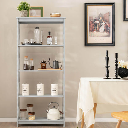 5-Tier Modern Bookcase with Open Shelves-Grey