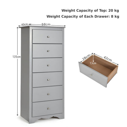 6-Drawer Freestanding Dresser Cabinet-Grey