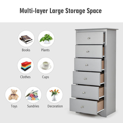 6-Drawer Freestanding Dresser Cabinet-Grey