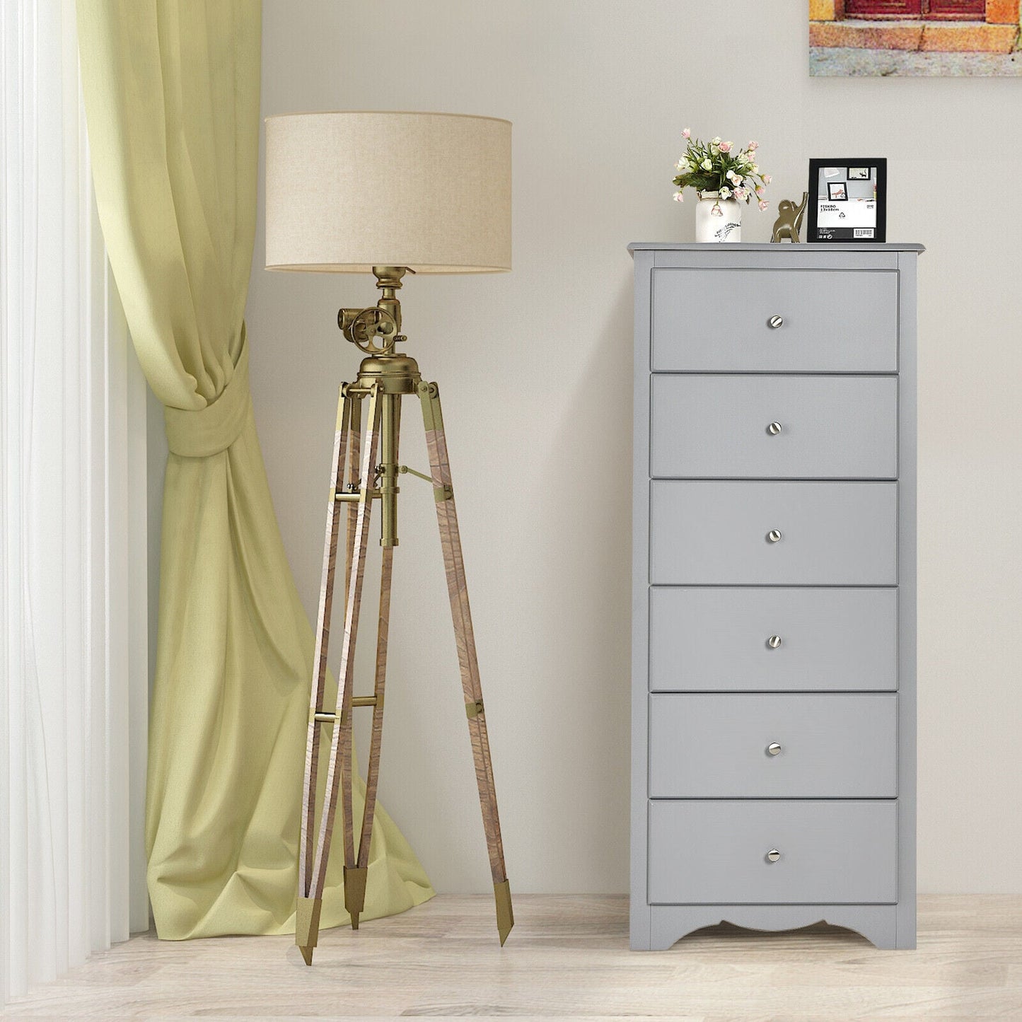 6-Drawer Freestanding Dresser Cabinet-Grey