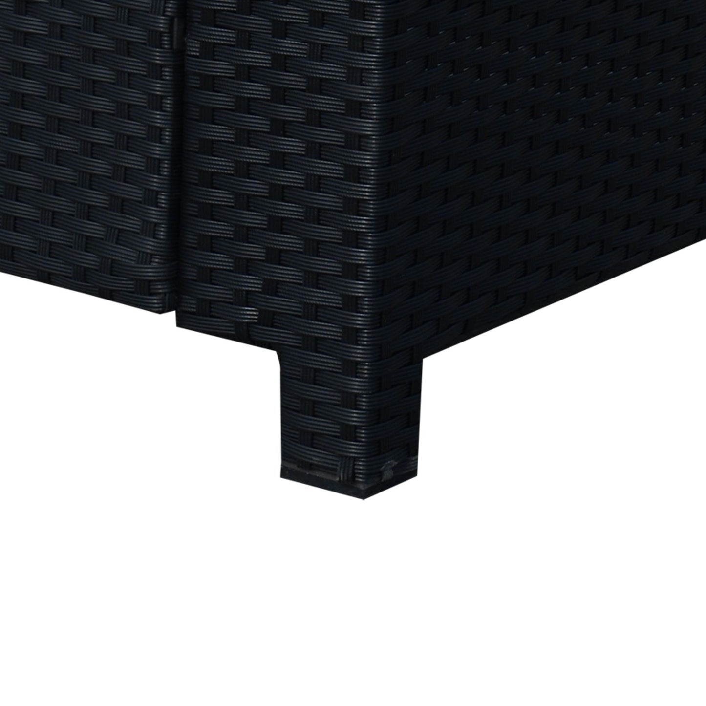 Sofa rattanowa Outsunny, 2-osobowa ogrodowa z miękką wyściółką i podłokietnikami, wiklinowa ogrodowa sofa dwuosobowa na patio, czarna