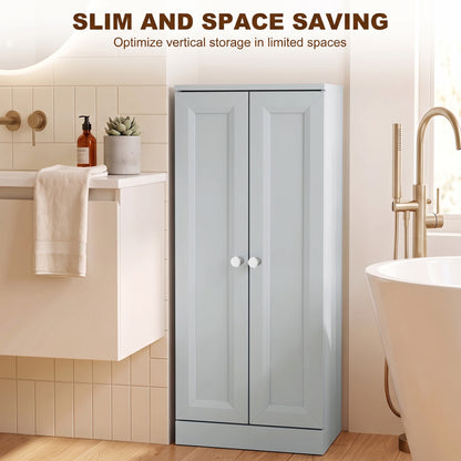 HOMCOM Narrow Bathroom Cabinet, Slim Storage Cabinet with 2 Doors & 4 Tiers, Freestanding Narrow Cupboard