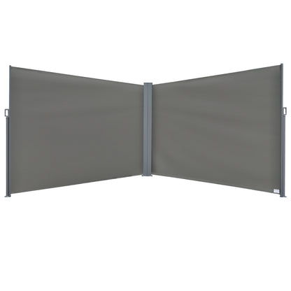 Outsunny 6 x 2m Rozwijana markiza przeciwsłoneczna Ekran ogrodzenia Taras Ogród Ściana Balkon Panel osłonowy Zewnętrzna roleta Prywatność Przegroda √¢‚Ç¨‚Äú Szary