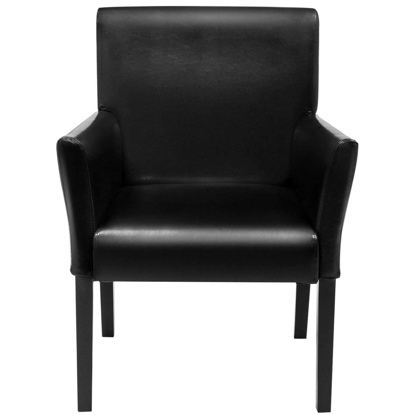 Guest Chair with Wood Frame, Wide Backrest and Ergonomic Armrests-Black