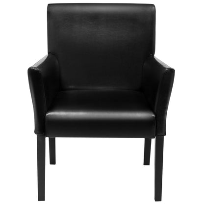 Guest Chair with Wood Frame, Wide Backrest and Ergonomic Armrests-Black