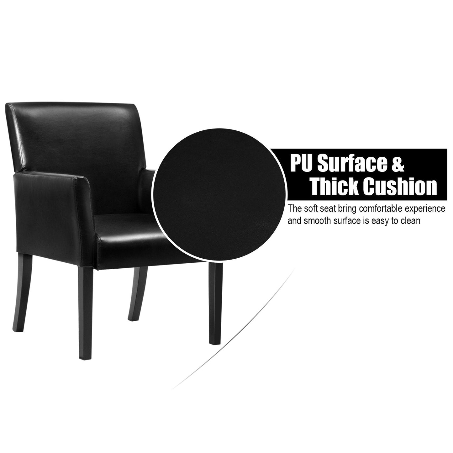 Guest Chair with Wood Frame, Wide Backrest and Ergonomic Armrests-Black