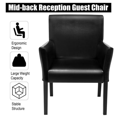 Guest Chair with Wood Frame, Wide Backrest and Ergonomic Armrests-Black