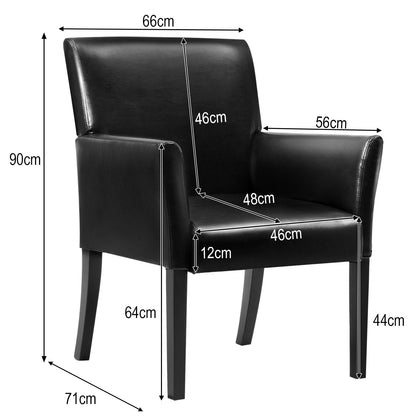 Guest Chair with Wood Frame, Wide Backrest and Ergonomic Armrests-Black