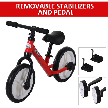 Toddlers Removable Stabiliser Balance Bike Red