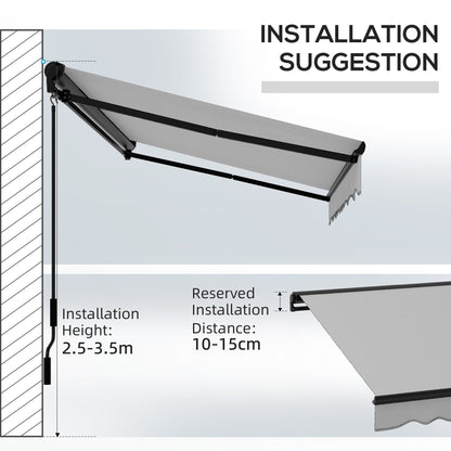 Outsunny Electric Awning with Aluminium Frame and Remote Control, 3 x 2m, Light Grey