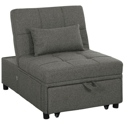 HOMCOM Four-In-One Single Sleeper Chair - Dark Grey