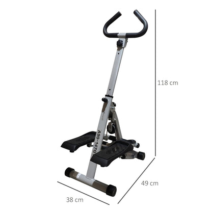 HOMCOM Stepper w/Handle Hand Grip Workout Fitness Machine For Fitness Aerobic Exercise Home Gym Grey