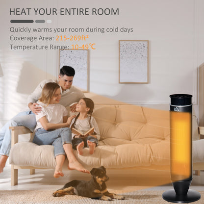 HOMCOM 21 Inch Space Heater, 1000W/2000W Ceramic Electric Heater and Fan, Overheating & Tip-Over Protection, 8H Timer, 42 Oscillation, Portable Heater for Home