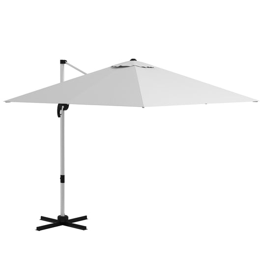 Outsunny Square Cantilever Garden Parasol, z pięciopozycyjnym baldachimem - biały