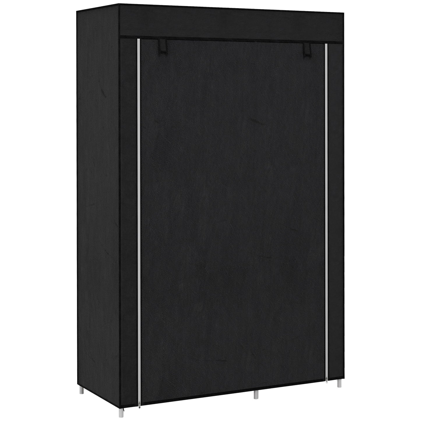HOMCOM Fabric Wardrobe, Portable Wardrobe with 6 Shelves, 1 Hanging Rail, Foldable Closets, 103 x 43 x 162.5 cm, Black