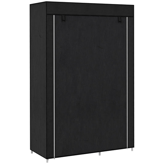 HOMCOM Fabric Wardrobe, Portable Wardrobe with 6 Shelves, 1 Hanging Rail, Foldable Closets, 103 x 43 x 162.5 cm, Black