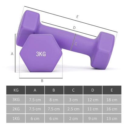 SPORTNOW Dumbbells Set with Storage Rack, 2 x 1kg, 2 x 2kg, 2 x 3kg, Pink
