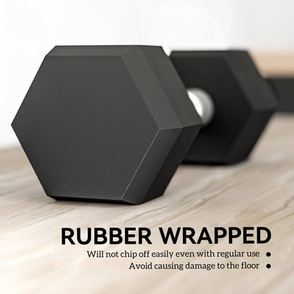 HOMCOM 2x6kg Hex Dumbbells Set Rubber Dumbbells Weight Lifting Equipment Fitness Home Gym