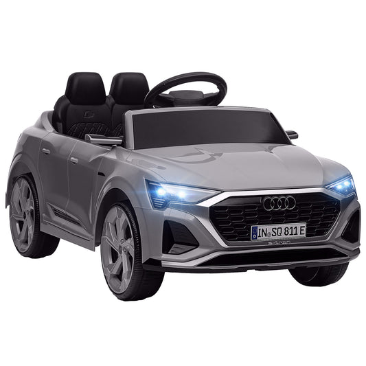 AIYAPLAY Audi Q8 e-tron Sportback Licencjonowany samochód 12V z pilotem, 4 koła z zawieszeniem sprężynowym, reflektory, muzyka, klakson - szary