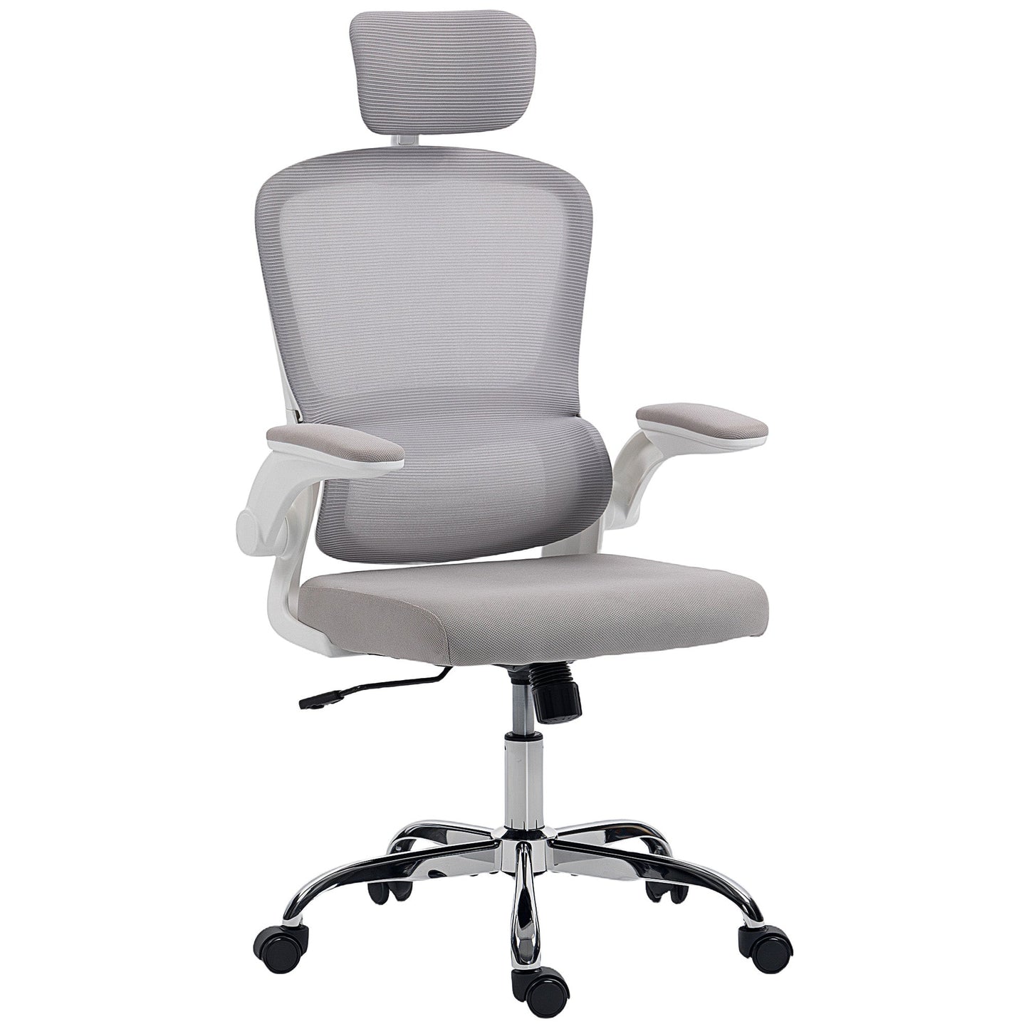 HOMCOM Mesh Back Office Chair, with Lumbar Support - Grey