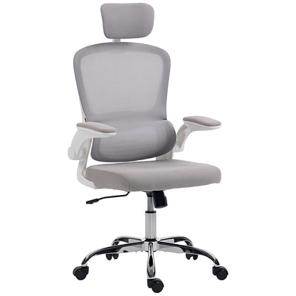 HOMCOM Mesh Back Office Chair, with Lumbar Support - Grey